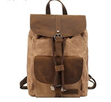 Waterproof Outdoor Travel Crazy Horse Leather Casual Nylon Men's Backpack Canvas Bag